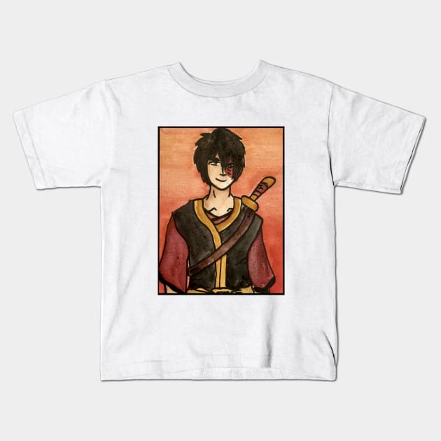 The Last Paintbender: Zuko Art Nouveau Kids T-Shirt by TheDoodlemancer